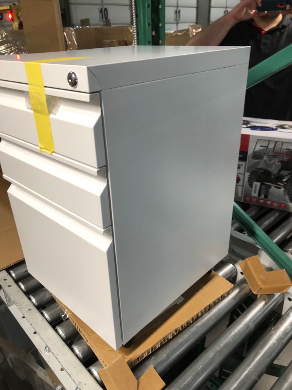 Photo 1 of LONTENG 3 Drawer Mobile File Cabinet with Lock, Rolling File Cabinet for Home Office, Under Desk Metal Filing Cabinet for Legal/Letter/A4 File - White