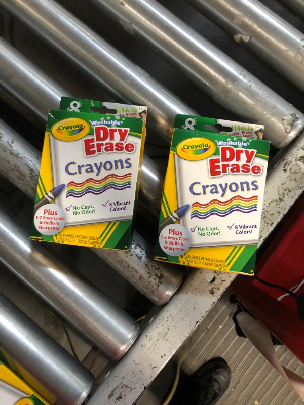 Photo 2 of **non refundable 2 pack** Crayola Washable Dry Erase Crayons (8ct), Includes Eraser Mitt & Sharpener