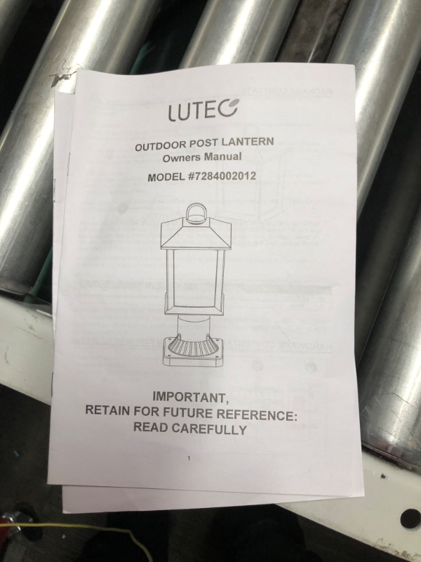 Photo 4 of LUTEC 2 Pack Outdoor Post Lights with Pier Mount Base, Exterior Waterproof Lamp Post Light Fixture with Seeded Glass, Black Aluminum