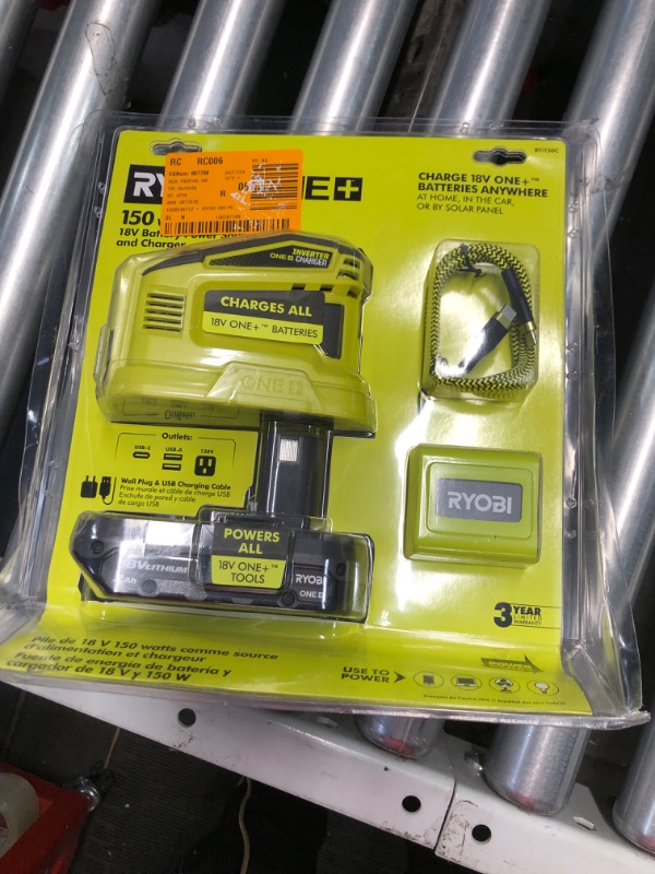 Photo 2 of Ryobi 150-Watt Push Button Start Power Source and Charger for ONE+ 18-Volt Battery Generator with 2.0 Ah Battery
