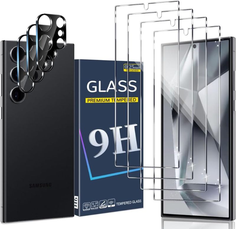 Photo 1 of [4+3 Pack] Galaxy S24 Ultra Screen Protector, Ultra HD Tempered Glass Film