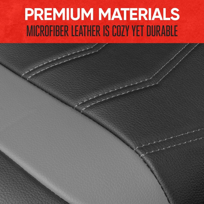 Photo 5 of (READ FULL POST) Motor Trend LuxeFit Gray Faux Leather Car Seat Covers Full Set – Premium Two-Tone Front & Back Seat Covers for Cars Trucks SUV, Fits 95%