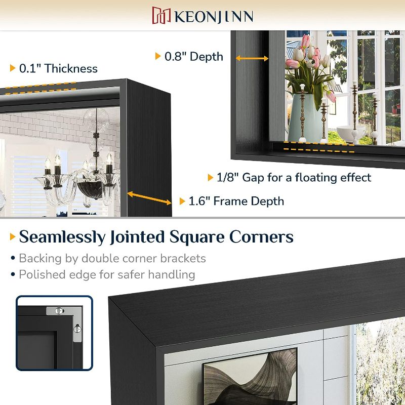 Photo 4 of (READ FULL POST) Keonjinn Black Mirror for Wall 24 x 32 Inch Rectangle Bathroom Vanity Mirror Metal Framed Farmhouse Mirror Square Corner Brushed