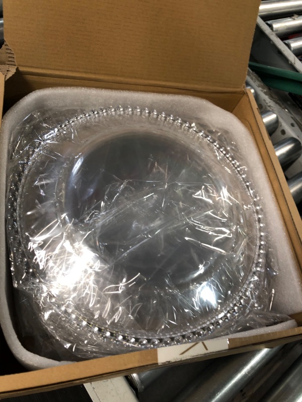 Photo 4 of 18 PCS Clear Charger Plates with Beaded Rim 13 Inch Plastic Acrylic Round Dinner Plate Chargers Decorative Plates