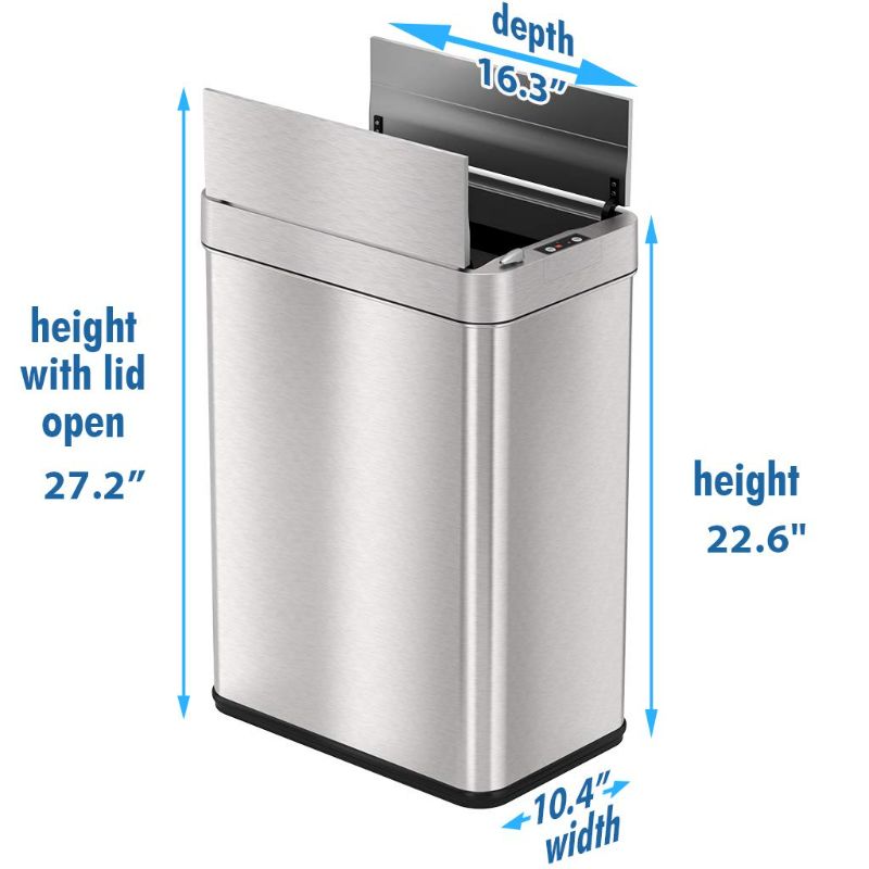 Photo 3 of (READ FULL POST) iTouchless 13 Gallon Wings-Open Kitchen Trash Can with Lid and Odor Filter, Dog Proof Stainless Steel Automatic TrashCan Garbage Bin for Home Office Work Bedroom Living Room Garage Slim Wastebasket
