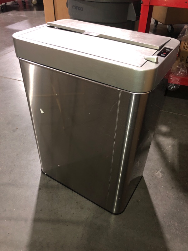 Photo 2 of (READ FULL POST) iTouchless 13 Gallon Wings-Open Kitchen Trash Can with Lid and Odor Filter, Dog Proof Stainless Steel Automatic TrashCan Garbage Bin for Home Office Work Bedroom Living Room Garage Slim Wastebasket
