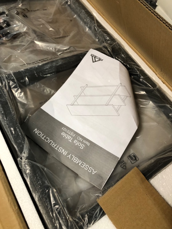 Photo 1 of FOLUBAN Industrial Console Sofa Table, Rustic Entryway/Hallway Table with 3-Tier Open Shelf for Living Room, Oak 47 inch