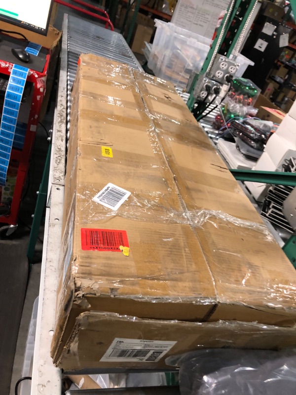 Photo 1 of FOLUBAN Industrial Console Sofa Table, Rustic Entryway/Hallway Table with 3-Tier Open Shelf for Living Room, Oak 47 inch