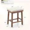 Photo 1 of 24 in. Counter White Height PU Leather Bar Stool with Wood Legs, Set of 2