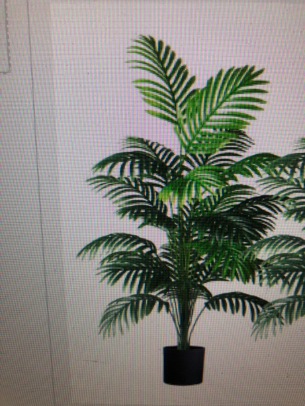 Photo 1 of **MINOR DAMAGE **
4ft  Large Artificial Plants Fake Palm Tree Tropical Palm Leaves Faux Palm Plants Tall Tree Indoor Real Touch Plastic Monstera Leaves for Home Garden Outdoor Office Decor (4ft/125cm-)