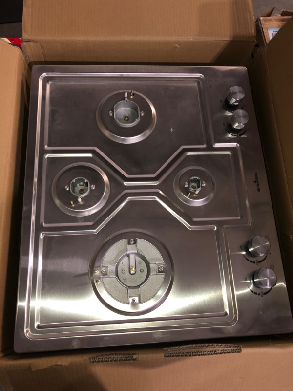 Photo 2 of (READ FULL POST) Gas Cooktop 24 Inch, Maharlika Gas Stove Top Built-in 4 Burners Stainless Steel Total 30,892 BTU, 24 Inch NG/LPG Convertible Propane Cooktops Dual Fuel, RV Stove Top with Thermocouple Protect

