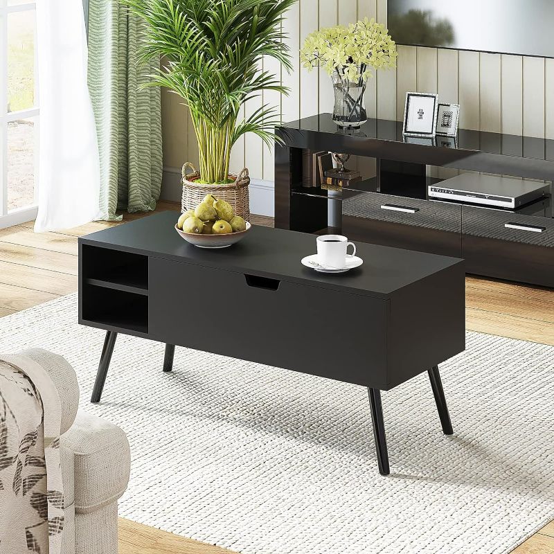 Photo 1 of ***USED - LIKELY MISSING PARTS - UNABLE TO VERIFY FUNCTIONALITY***
Tantmis Wood Lift Top Coffee Table with Storage, Mid Century Modern Farmhouse Coffee Table, Small Coffee Tables for Living Room, Office, Black