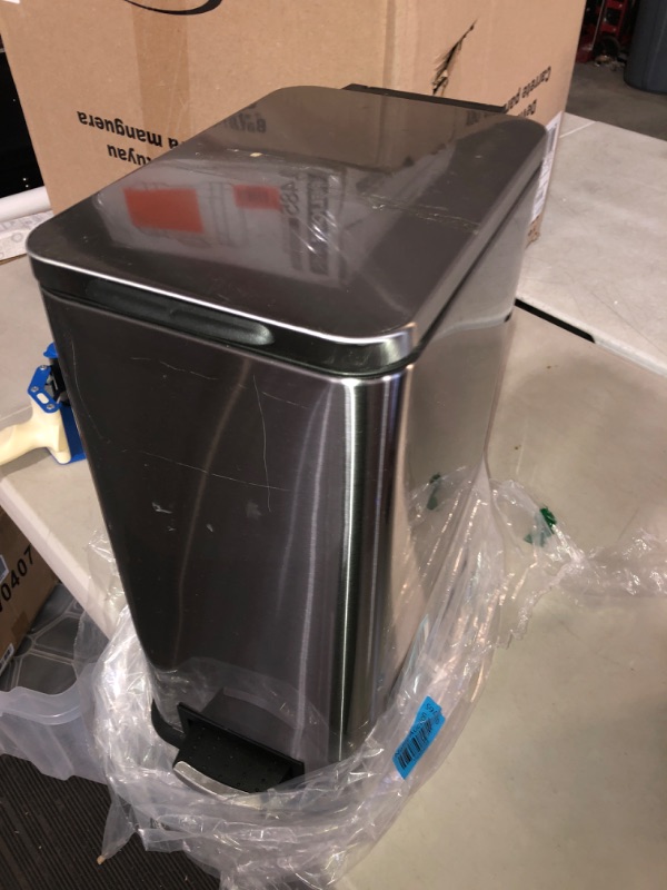 Photo 1 of (NON-REFUNDABLE) Home Zone Living 4.4 Gallon Slim Kitchen Trash Can, Stainless Steel, Step Pedal, 16.7 Liter