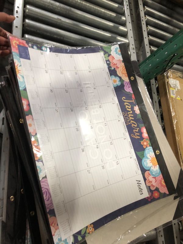 Photo 1 of 2024 Desk Calendar- Blue Floral Large Size - 22'' x 17''