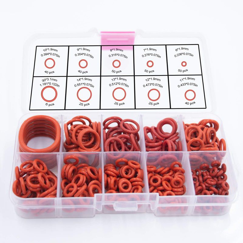 Photo 1 of *** NONREFUNDABLE *** Silicone Sealing Gasket O-Ring - 10 Different Sizes Total 351 Pcs (2 pack)
