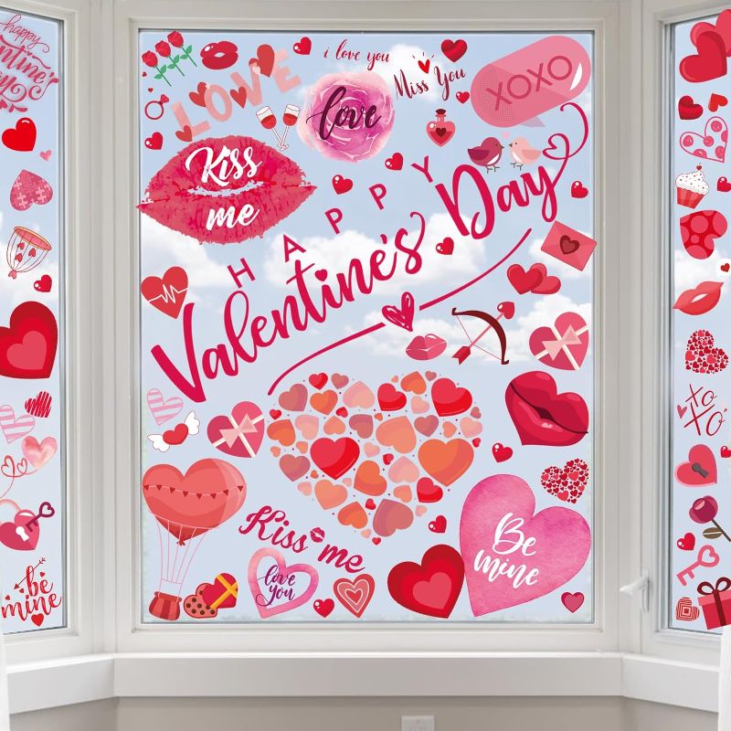 Photo 1 of *** NONREFUNDABLE *** 218 Pcs Valentines Day Window Clings Decor (2 pack)