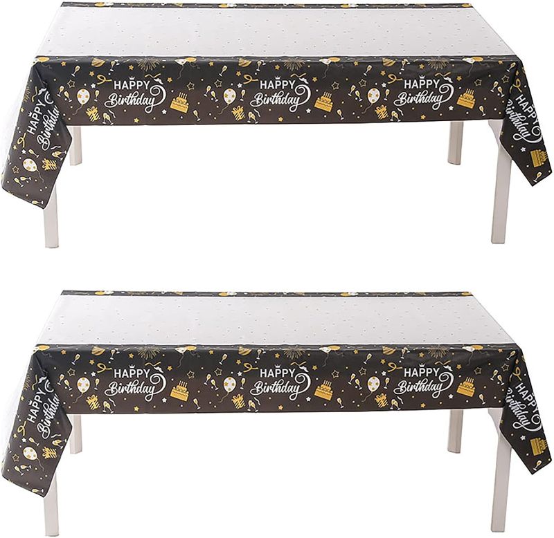 Photo 1 of *** NONREFUNDABLE *** Yansanido 6 Pcs Happy Birthday Plastic Tablecloth, 108 Inch x 54 Inch (2 PACK)
