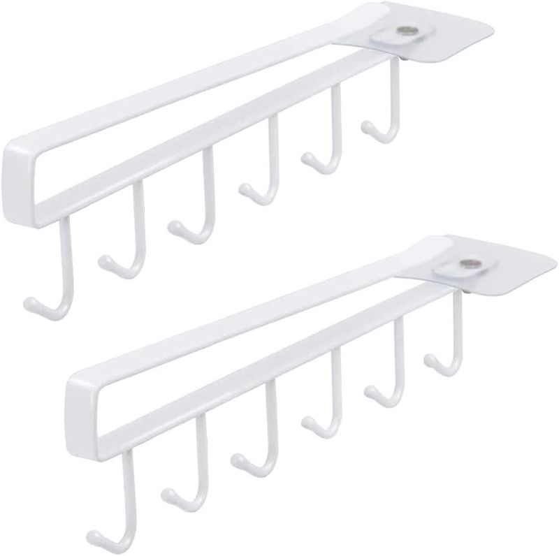 Photo 1 of *** NONREFUNDABLE *** Art Secret 6-Hook Under Cabinet Mug Hanger (c- 2pcs White) (2 PACK)