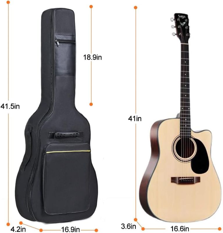 Photo 3 of (READ FULL POST) 41 Inch Padded Acoustic Guitar Backpack Water-Resistant Thick Gig Bag Soft Cover Black Electric Guitar Gear Bag Kids Guitar Travel Case Dual Adjustable Shoulder Strap Bag with Zipper
