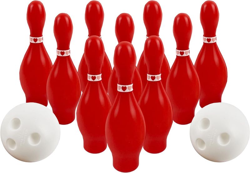 Photo 1 of 4E's Novelty Bowling Game Set - 10 Red Pins, 2 Balls