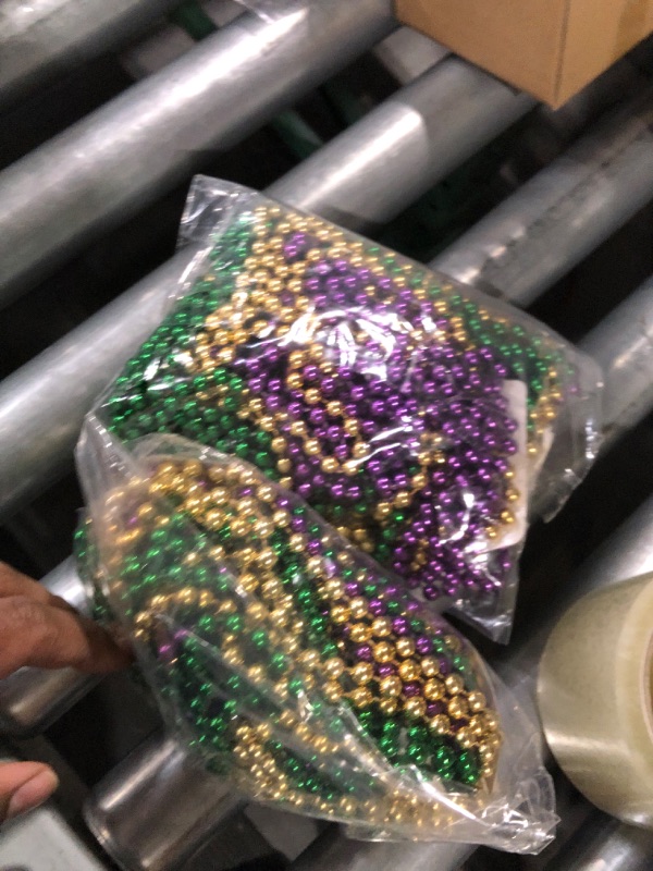 Photo 3 of *** NONREFUNDABLE *** 4E's Novelty 24 Pack Purple Green Gold Beads Necklaces (2 PACK)