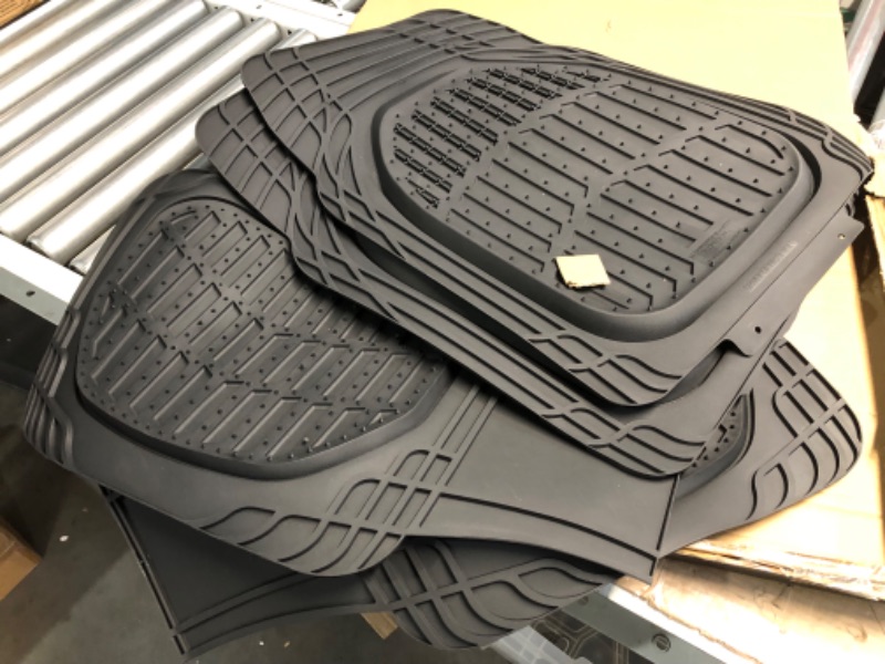 Photo 3 of Motor Trend - MT-923-BK 923-BK Black FlexTough Contour Liners-Deep Dish Heavy Duty Rubber Floor Mats for Car SUV Truck & Van-All Weather Protection, Universal Trim to Fit Full Set Black