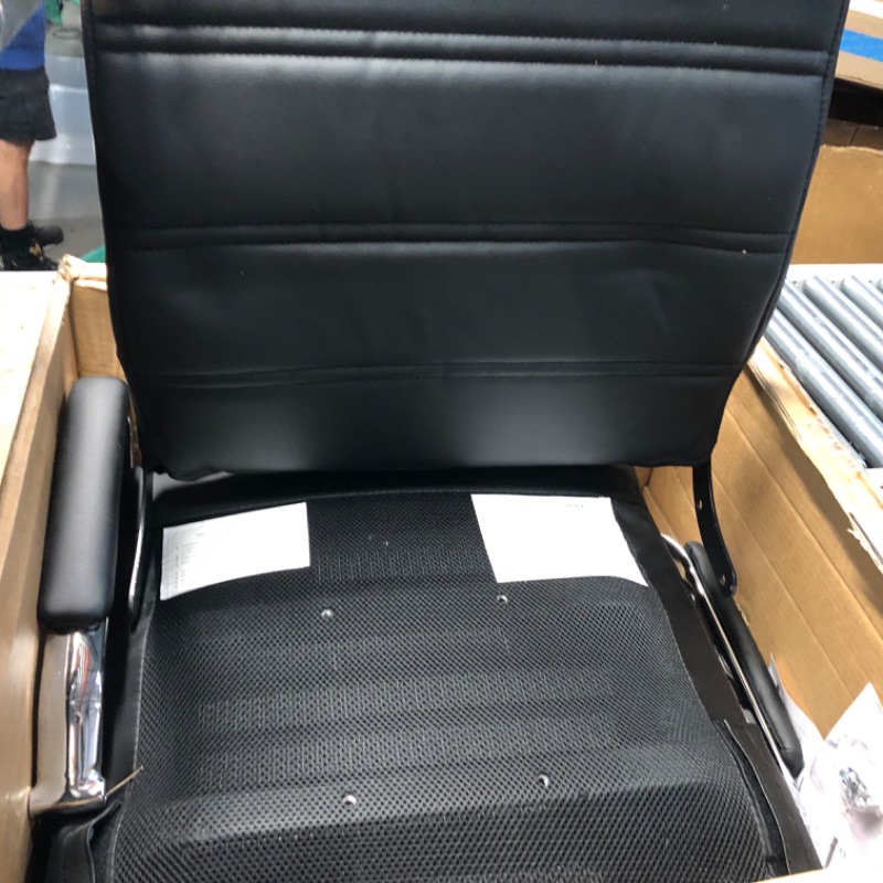 Photo 2 of **NONREFUNDABLE**FOR PARTS OR REPAIR**SEE NOTES**
Flash Furniture Whitney Mid-Back Desk Chair - Black LeatherSoft Executive Swivel Office Chair with Chrome Frame - Swivel Arm Chair Mid Back Black/Chrome