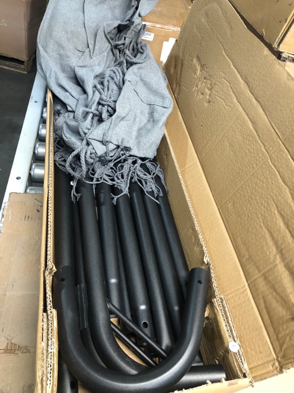 Photo 1 of Unique U-Shaped Hammock Chair with Stand,Sturdy & Rust-Resistant,Free Gray Cotton Hammock Chair Grey