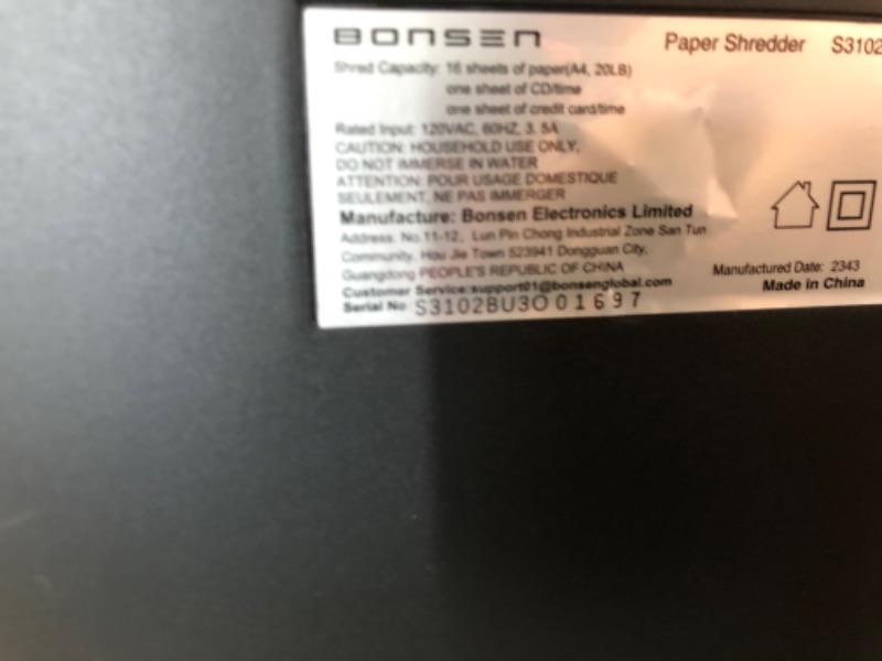 Photo 3 of BONSEN 15-Sheet Heavy Duty Paper Shredder for Office with 5.3-Gallon Pull Out Basket