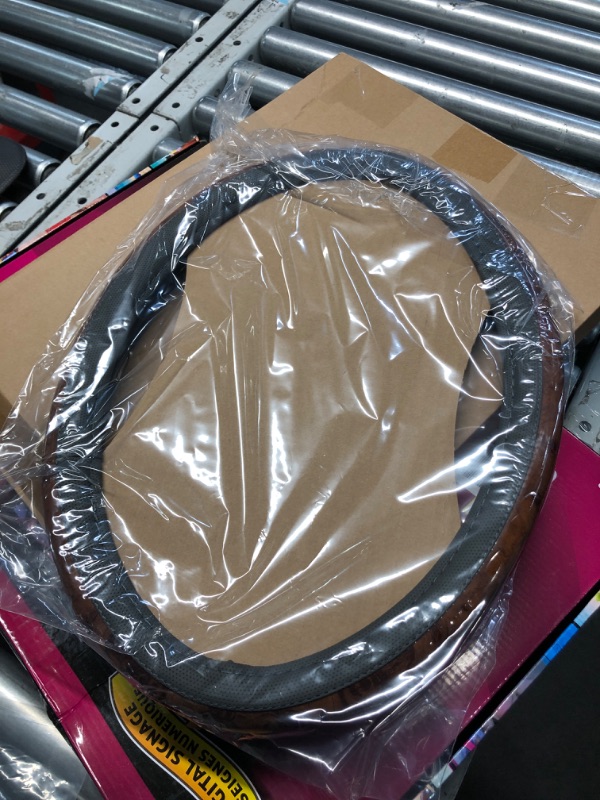 Photo 1 of CAR PASS Wood Grain Microfiber Leather Steering Wheel Cover, Universal Fit for 14 1/2-15 inch 