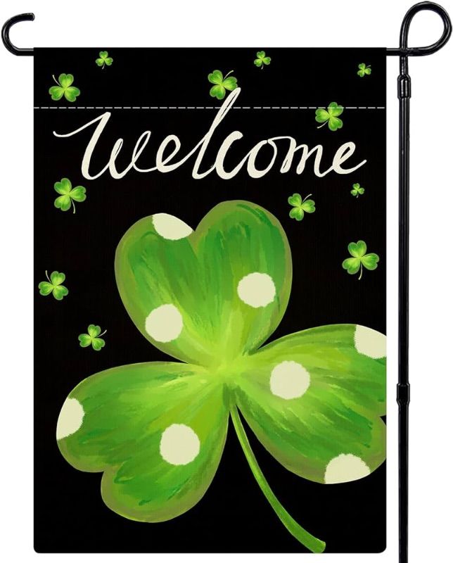 Photo 1 of ***NON-REFUNDABLE PACK OF 2 ***
St Patricks Day Garden Flag 12x18 Inch Double Sided Green Shamrock Clover Yard