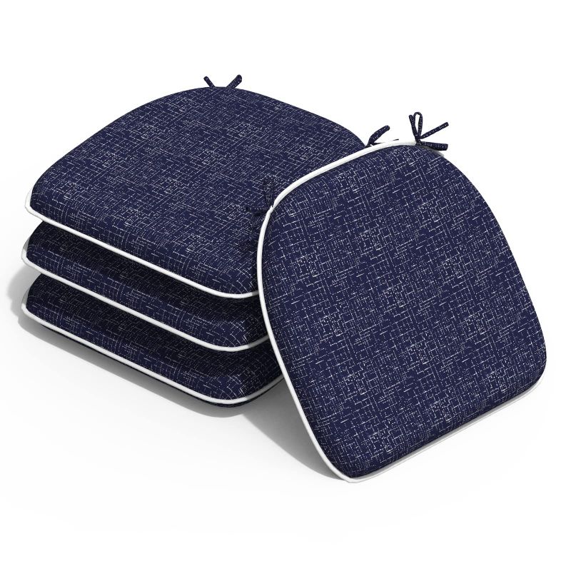 Photo 1 of  Thin Outdoor Chair Cushions Set of 4, Water Resistant Chair Pads with Ties16”x17” Rave Indigo