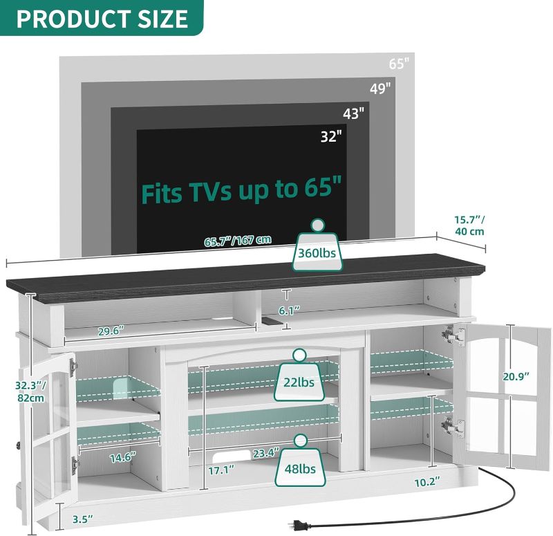 Photo 1 of (READ FULL POST) YITAHOME LED Farmhouse TV Stand for TV up to 70 Inch w/Outlets, White