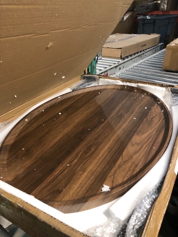 Photo 1 of (missing one leg)(sold for parts)(repair) ANS_HOME Walnut Round Coffee Table Wooden Rustic Coffee Table 