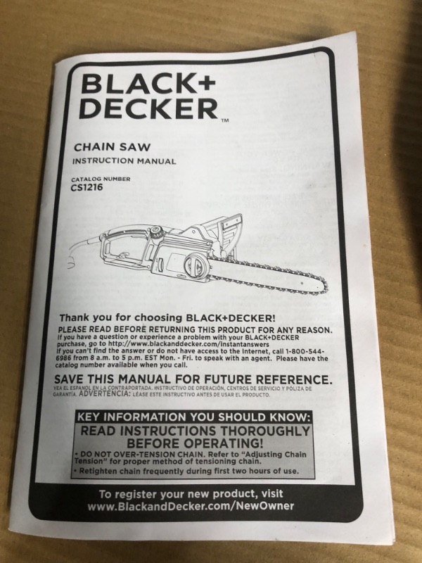 Photo 3 of *DIRTY* BLACK+DECKER Electric Chainsaw, 16-Inch, 12-Amp 