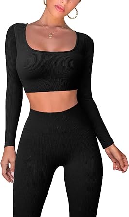 Photo 1 of *GREEN* *REFERENCE PHOTO*
OQQ Workout Outfits for Women 2 Piece Ribbed Exercise One Shoulder Tops High Waist Leggings Active Yoga Set Medium