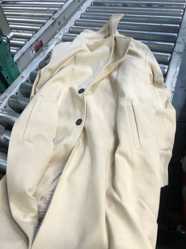 Photo 1 of Bbalizko Womens Notch Lapel Cotton Blend Coat Winter Single Breasted Mid-Long Trench Pea Coat Overcoat with Pockets Large Khaki Size Large