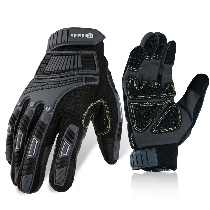 Photo 1 of ANDANDA Work Gloves Men Heavy Duty, Anti Impact Work Gloves TPR Anti-Vibration Non-Slip Black&grey MEDIUM. 