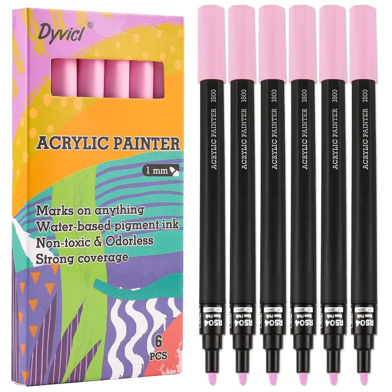 Photo 1 of ***NON-REFUNDABLE PACK OF 3 ***
Dyvicl Pink Paint Pens, Acrylic Pink Paint Markers for Rock Painting, Stone 6 Pack