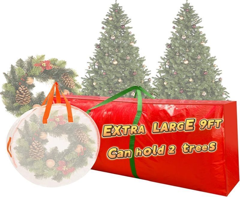 Photo 1 of ***NON-REFUNDABLE PACK OF 2***
Christmas Tree Bags 2 Pcs Storage Extra Large, fits 9 Ft Disassembled Artificial Trees RED 