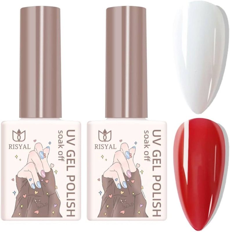 Photo 1 of ***NON-REFUNDABLE PACK OF 2 ***
Nail Polish Kit White Red Colors- 2Pcs 12ML Gel