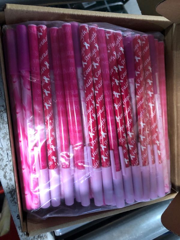 Photo 2 of 150 Pcs Breast Cancer Awareness Pens Bulk Pink Ribbon Ballpoint Pens