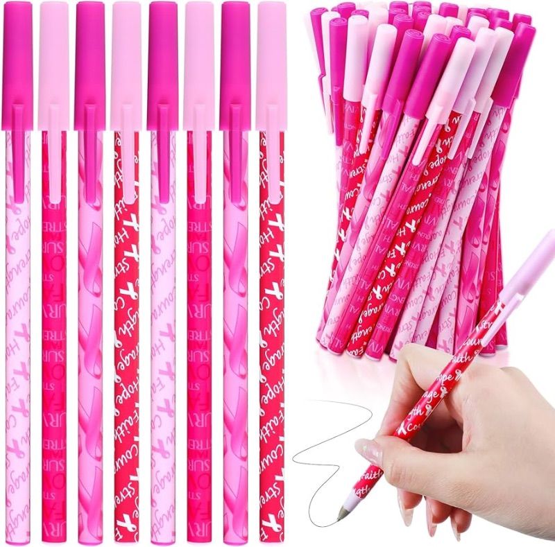 Photo 1 of 150 Pcs Breast Cancer Awareness Pens Bulk Pink Ribbon Ballpoint Pens