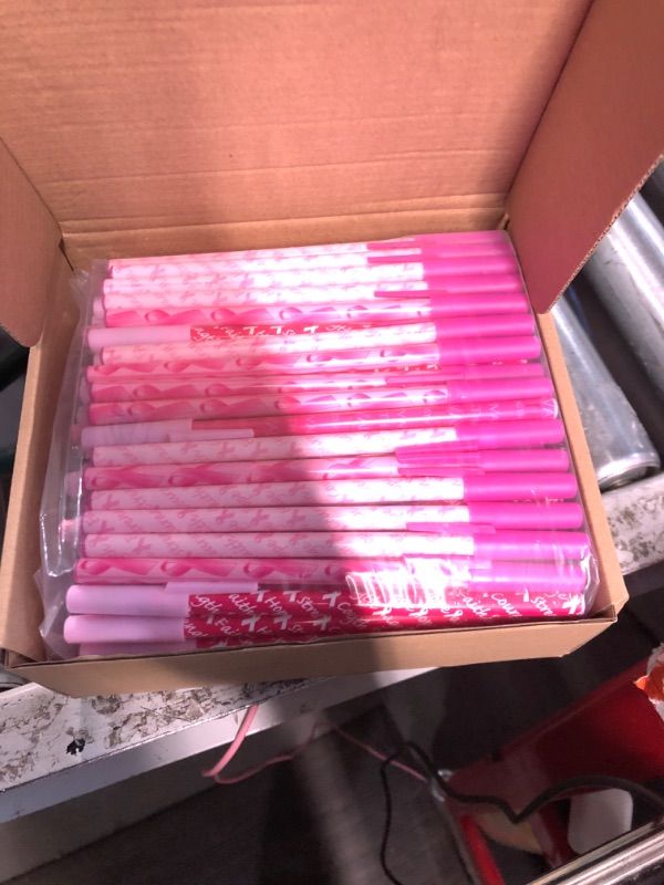 Photo 2 of *USED LIKE NEW*150 Pcs Breast Cancer Awareness Pens Bulk Pink Ribbon Ballpoint 