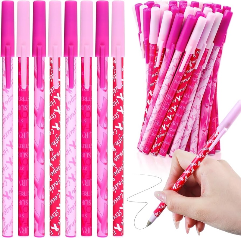 Photo 1 of 120 Pcs Breast Cancer Awareness Pens Bulk Pink Ribbon Ballpoint 