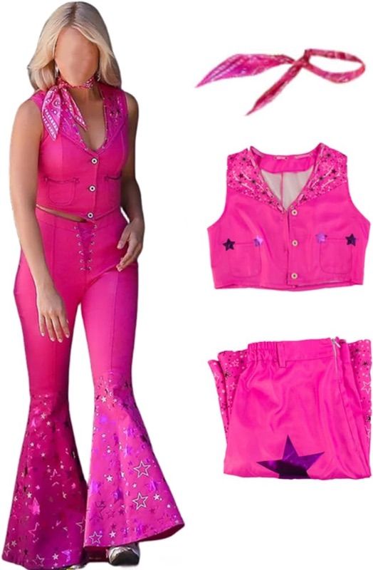 Photo 1 of Adult Child Movie Heroine Cosplay Costume Pink Dress Pink Flare Pant Halloween XL