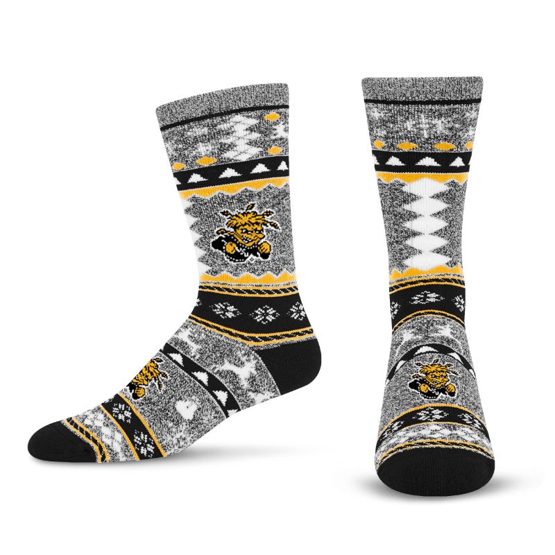 Photo 1 of For Bare Feet NCAA Wichita State Shockers Ugly Holiday Sweater Sock Marble Gray Large