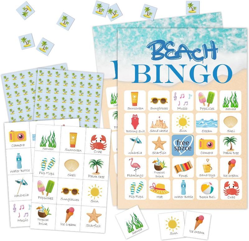 Photo 1 of ***2 PACK BUNDLE NON REFUNDABLE***
Beach Bingo Game 24 Players 