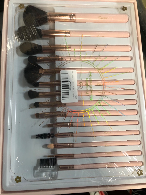Photo 3 of  Makeup Brush Set, Makeup Kit 14PCS, Make up Brushes Red for Makeup apply to serum Coral powder Pink