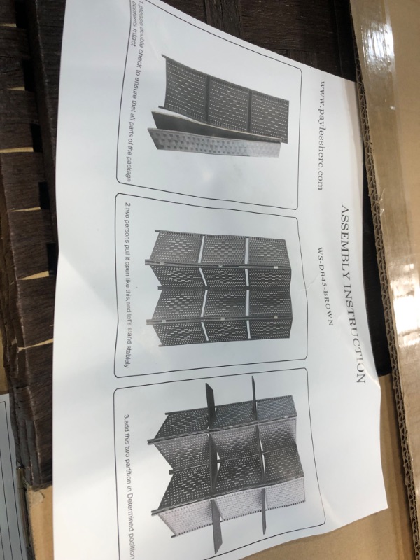 Photo 3 of ***USED - DAMAGED - SEE PICTURES - MIGHT BE MISSING PARTS***
Room Divider 6 Panel Room Screen Divider Wooden Screen Folding Portable partition Screen Wood with Removable Storage Shelves Colour Brown Brown 6 Panel